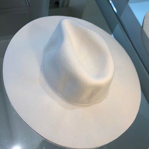 white broad brim hat
